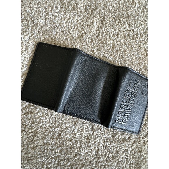Men’s Harley-Davidson Trifold Leather Wallet Black Biker Bar & Shield Logo - Picture 7 of 8